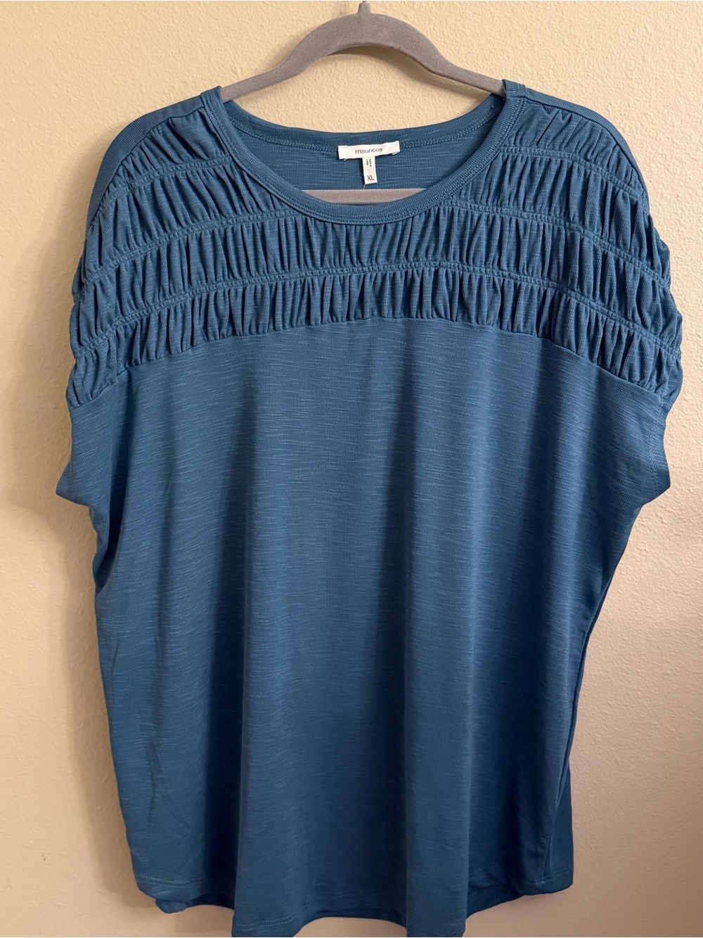 Maurices Blue Short-Sleeve Smocked Yoke Tee